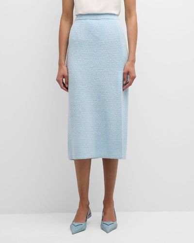 Misook Straight Tweed Knit Midi Skirt - Blue