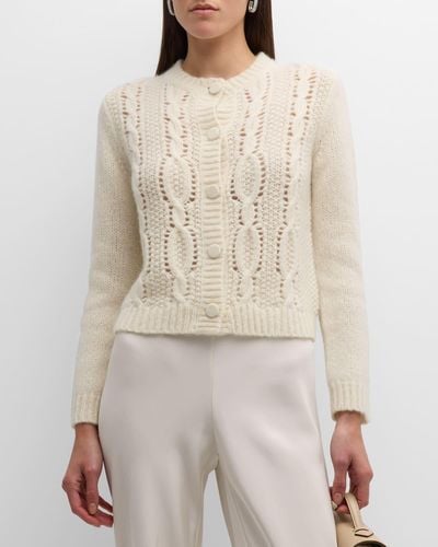 TSE Cashmere Cable-Knit Button-Down Cardigan - Natural