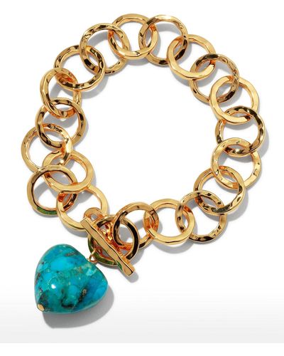 Nest Turquoise Heart Drop Bracelet - Metallic