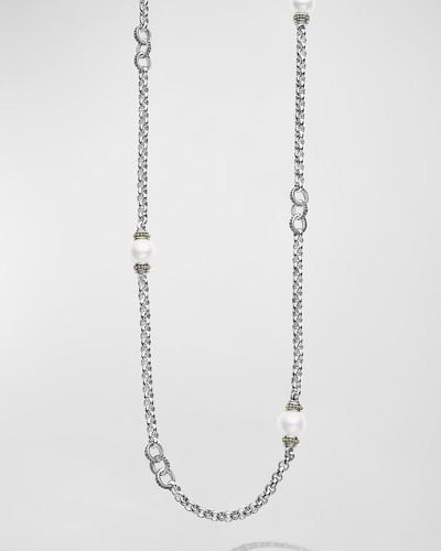 Lagos 10mm Pearl Signature Caviar Necklace - White