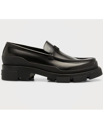 Givenchy Terra Tonal 4G Chunky Leather Loafers - Black