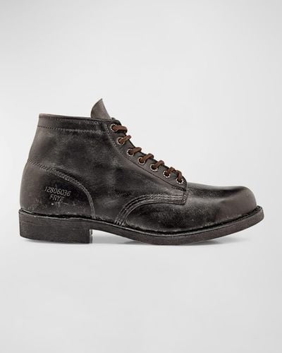 Frye Prison Lace-up Leather Ankle Boots - Black