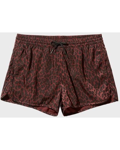 CDLP Quick-Dry Satin Twill Leopard-Print Swim Shorts - Brown