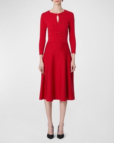 Carolina Herrera Knit Midi Dress With Bow Detail - Red