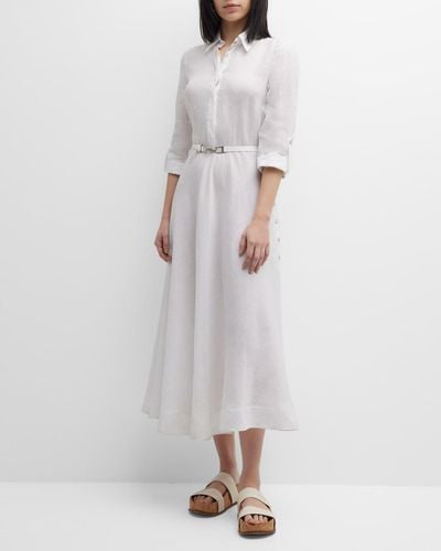 Gabriela Hearst Marley Belted Midi Linen Shirtdress - White