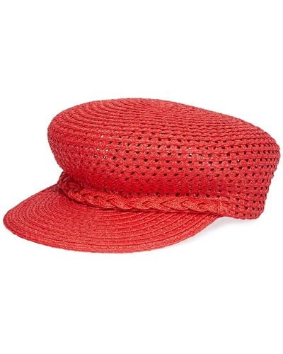 Eric Javits Capitan Woven Squishee Newsboy Hat - Red