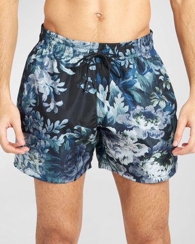 Etro Floral-print Swim Trunks - Blue