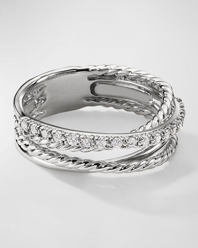 David Yurman Crossover Band Ring With Diamonds - Gray
