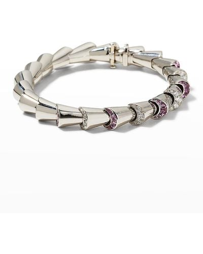 Oscar Heyman Platinum Pink Sapphire Round Diamond Cornucopia Tennis Bracelet - Metallic