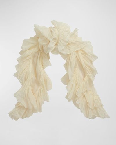 Ralph Lauren Collection Washed Organza Ruffle Scarf - Natural