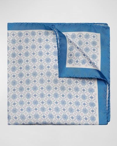 Eton Silk Medallion-Print Pocket Square - Blue
