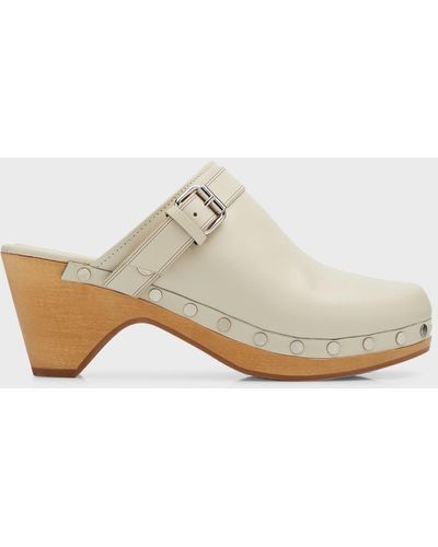 Isabel Marant Titya Leather Buckle Clogs - White