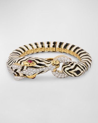 David Webb Kingdom 18k Gold Zebra Bracelet W/ Diamonds - Metallic