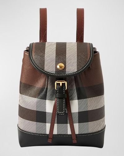 Burberry Micro Check Leather Backpack - Multicolor