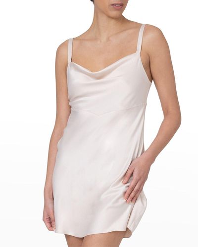 Rya Collection Heavenly Cowl-Neck Charmeuse Chemise - White