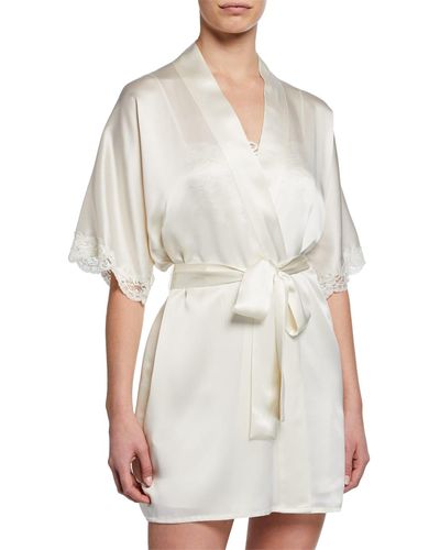 Christine Lingerie Bijoux Short Silk Robe - White
