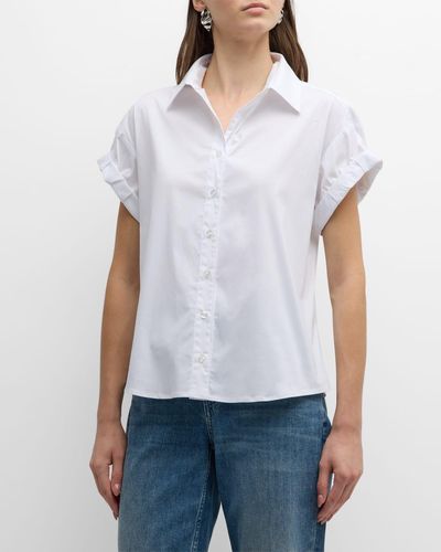 Finley Button-Down Cotton Poplin Camp Shirt - White