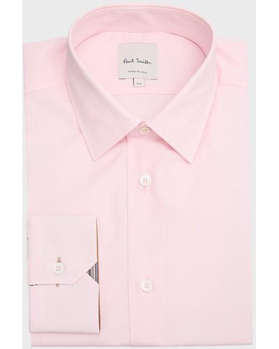 Paul Smith Tailored-Fit Signature Stripe-Cuff Sport Shirt - Pink