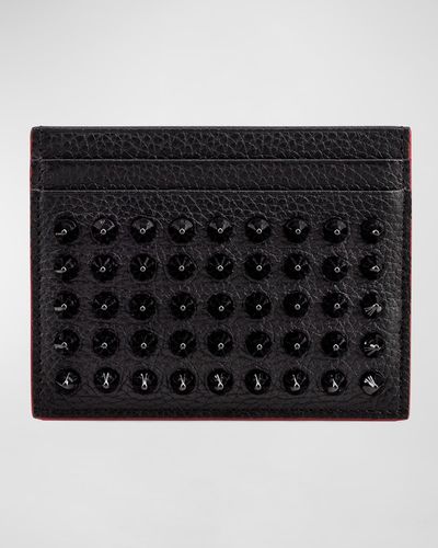 Christian Louboutin Kios Spiked Leather Card Case - Black