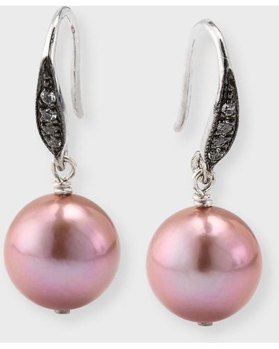 Margo Morrison Edison Freshwater Pearl Drop Earrings With Sapphires - Pink