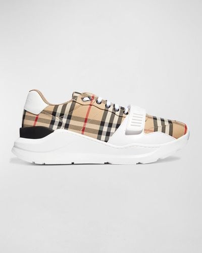 Burberry Vintage Check Canvas Low-top Sneakers - Metallic