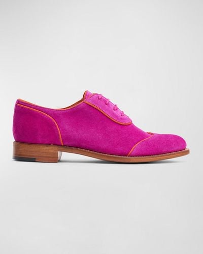 The Office Of Angela Scott Mr. Evans Suede Wing-Tip Derby Loafers - Pink