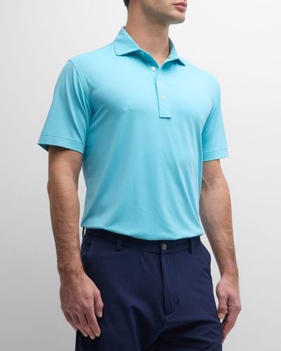Peter Millar Regent Geometric Performance Polo Shirt - Blue