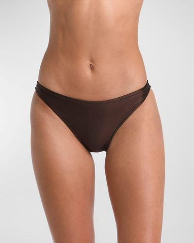 L'Agence Jean Shimmer Scoop-Front Bikini Bottoms - Brown