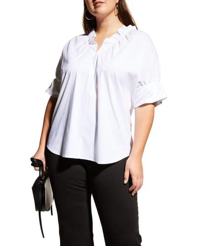 Finley Plus Size Crosby Solid Ruffle Shirt - White