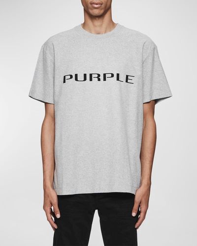 Purple Textured Jersey T-Shirt - Gray