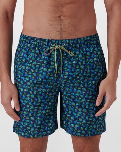 Bugatchi Printed Swim Trunks - Blue