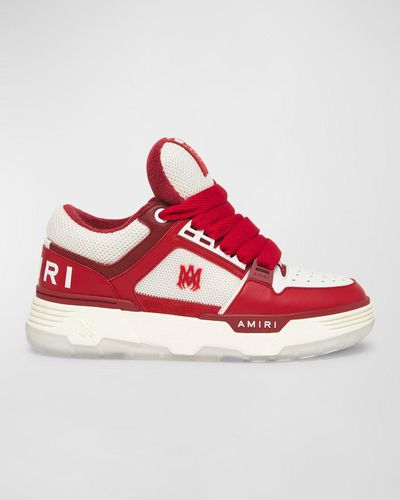 Amiri Ma-1 Leather & Mesh Low-Top Sneakers - Red