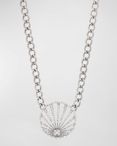 Sheryl Lowe Diamond Pave Sunray Pendant Chain Necklace - Multicolor
