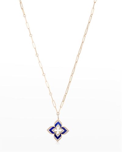 Roberto Coin 18K Rose Venetian Princess Lapis And Diamond Flower Necklace - Metallic