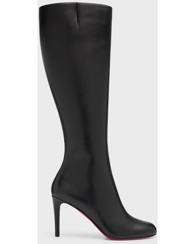 Christian Louboutin Pumppie Botta Sole Leather Knee-High Boots - Black