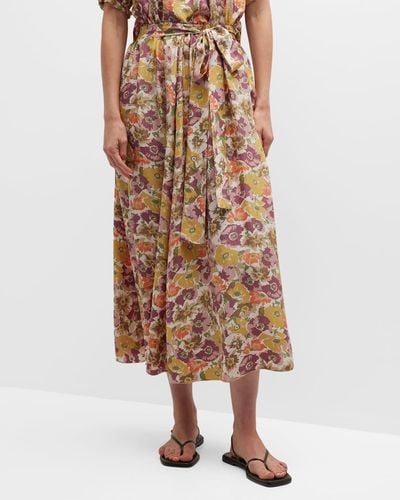 The Great The Papyrus Floral Midi Skirt - Brown