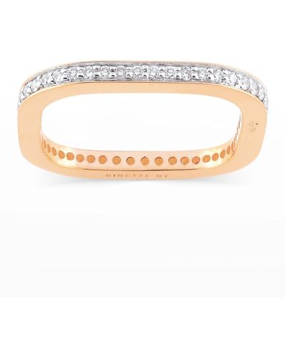 Ginette NY Tv 18k Rose Gold Diamond Ring, Size 7 - White