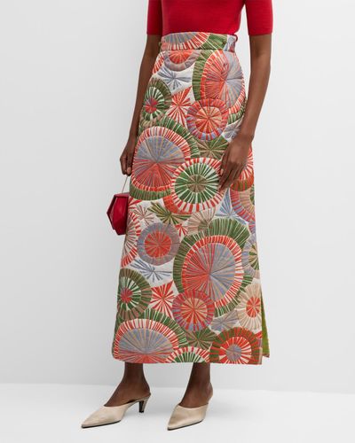 Frances Valentine Hostess Quilted Starburst-Print Maxi Skirt - Multicolor