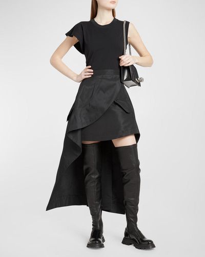 Alexander McQueen Cut And Sew Asymmetric Midi Dress - Black