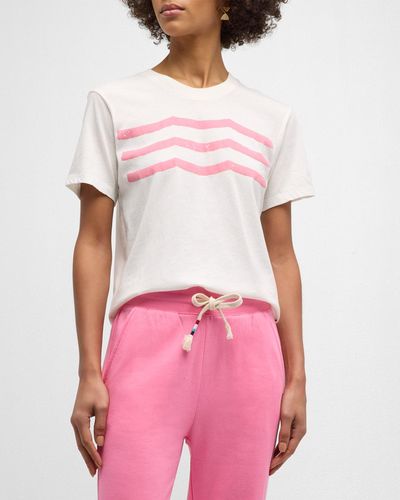 Sol Angeles Waves Crewneck T-Shirt - Pink
