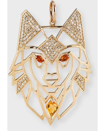 Siena Jewelry 14k Yellow Gold Diamond And Citrine Lion Charm - Metallic
