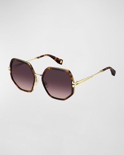 Marc Jacobs Geometric Metal & Acetate Square Sunglasses - Brown