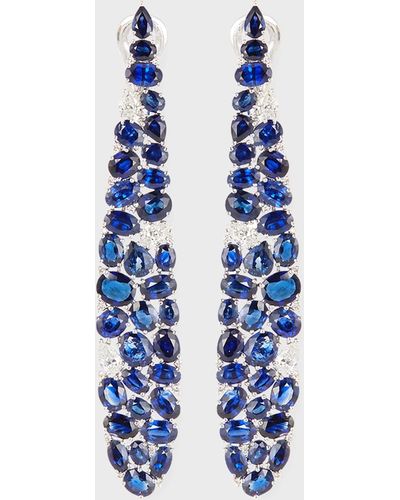 Sutra Elongated Blue Sapphire & Diamond Earrings