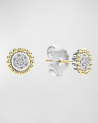 Lagos Diamonds & Caviar Stud Earrings, 9mm - Metallic