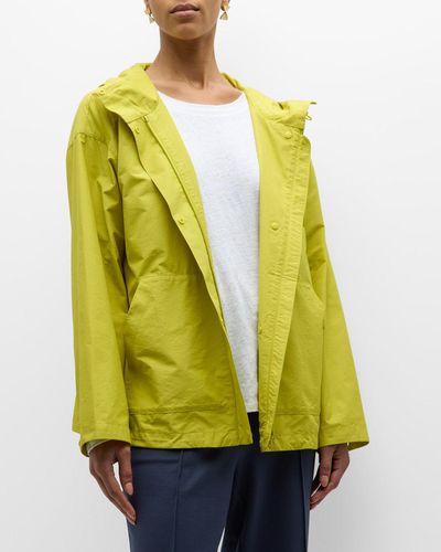 Eileen Fisher Petite Lightweight Snap-Front Hooded Anorak - Yellow