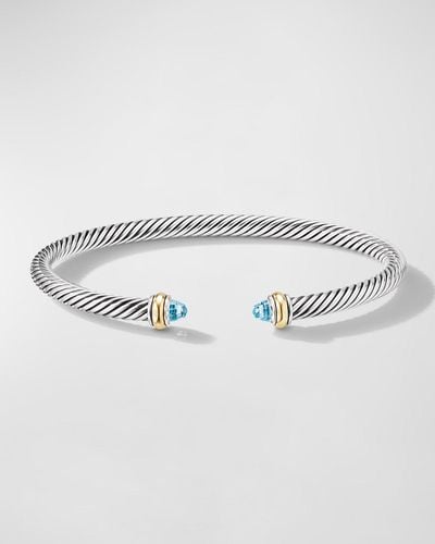 David Yurman Cable Bracelet With Gemstone In Silver With 18k Gold, 4mm - Metallic