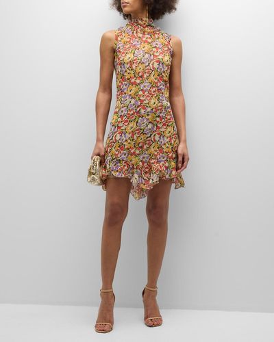 Stella McCartney Ultra Floral-Print Ruffle Sleeveless Silk Mini Dress - Multicolor