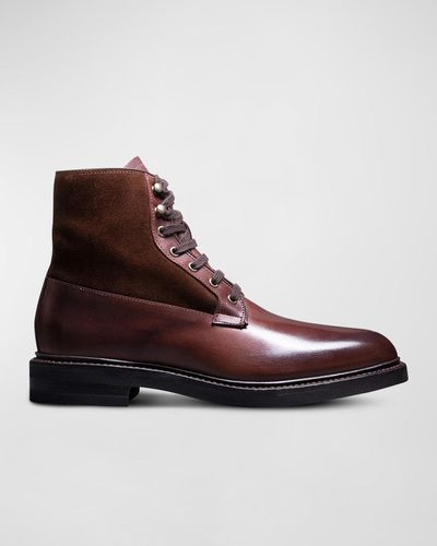Allen Edmonds Dain Leather And Suede Lace-up Boots - Brown