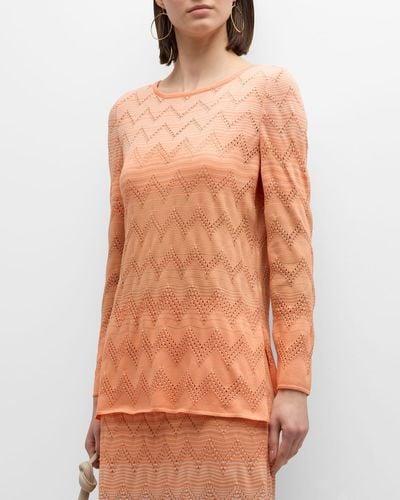 Misook Pointelle-knit Ombre Tunic - Orange