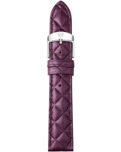 Michele 16Mm Quilted Leather Watch Strap - Purple